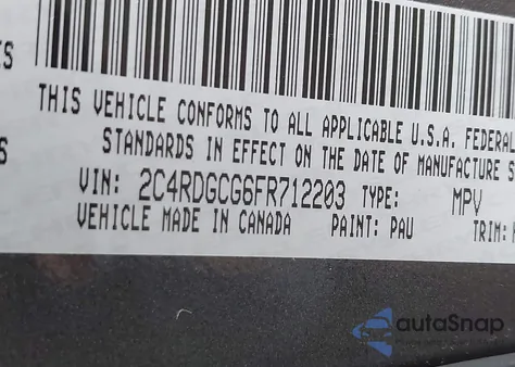 2015 Dodge Grand Caravan Sxt from USA, damaged, VIN 2C4RDGCG6FR712203